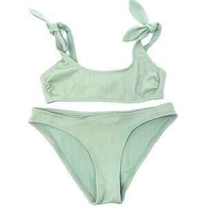 xhilaration 2pc bikini junior womens swimsuit top S bottom XS sage green EUC